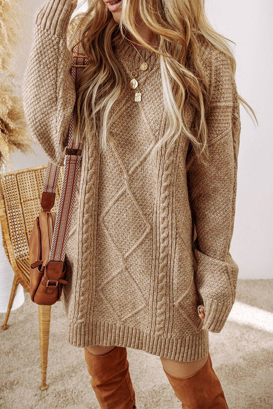 Knit Drop Shoulder Loose Fit Sweater Dress