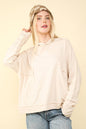 NT11689-Raw Edge Cute Detail Hoodie Knit Top