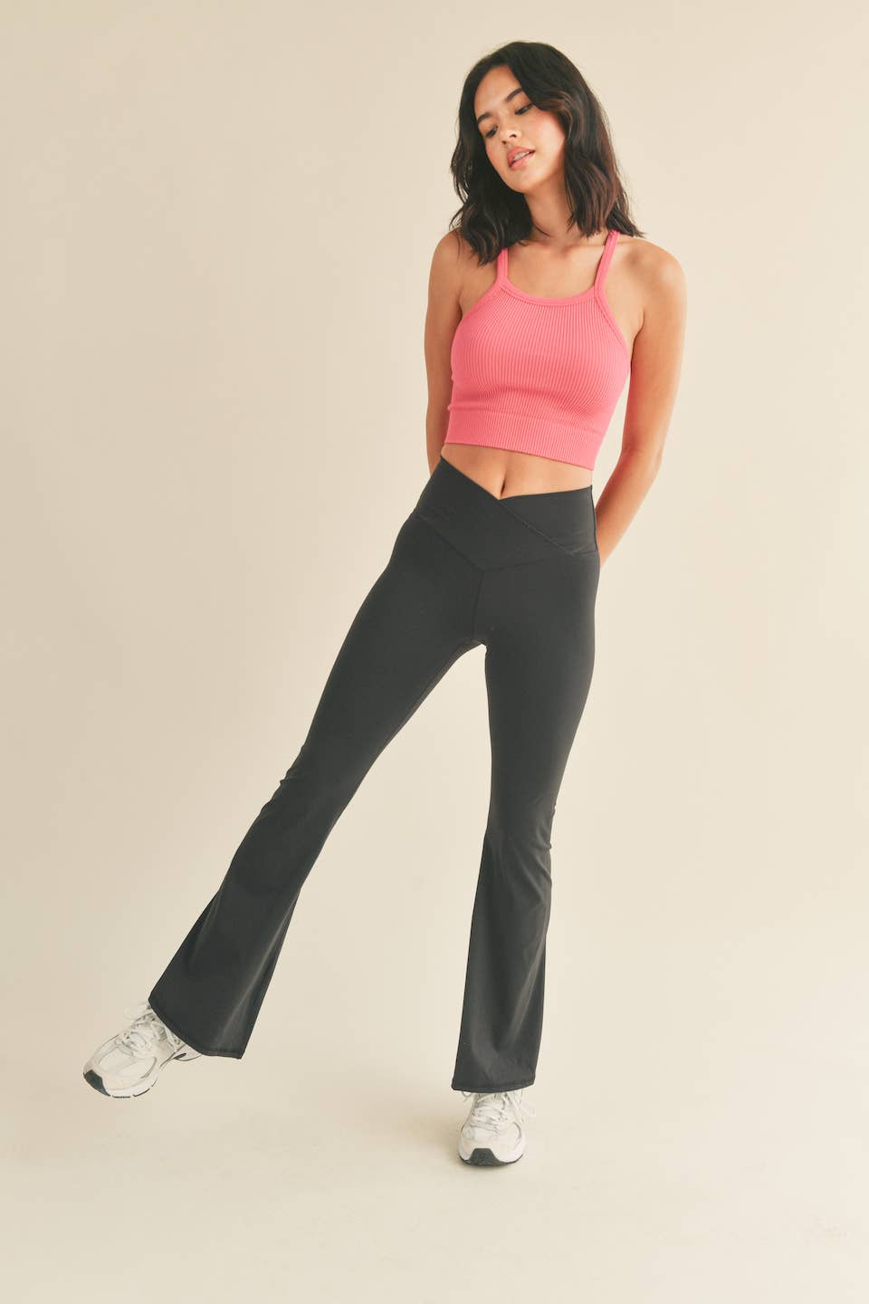 Black High Waist Crossover Flare Legging