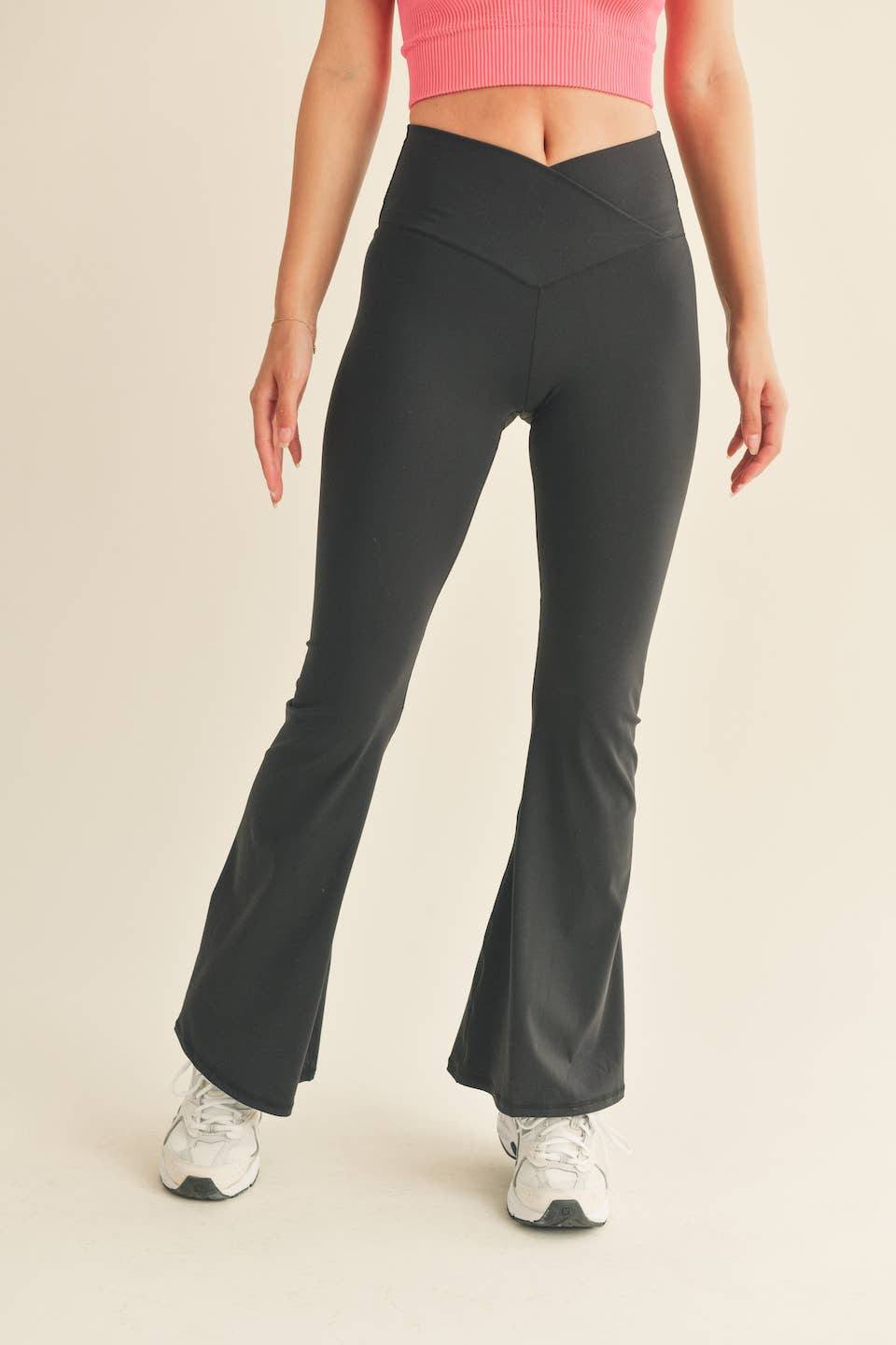 Black High Waist Crossover Flare Legging