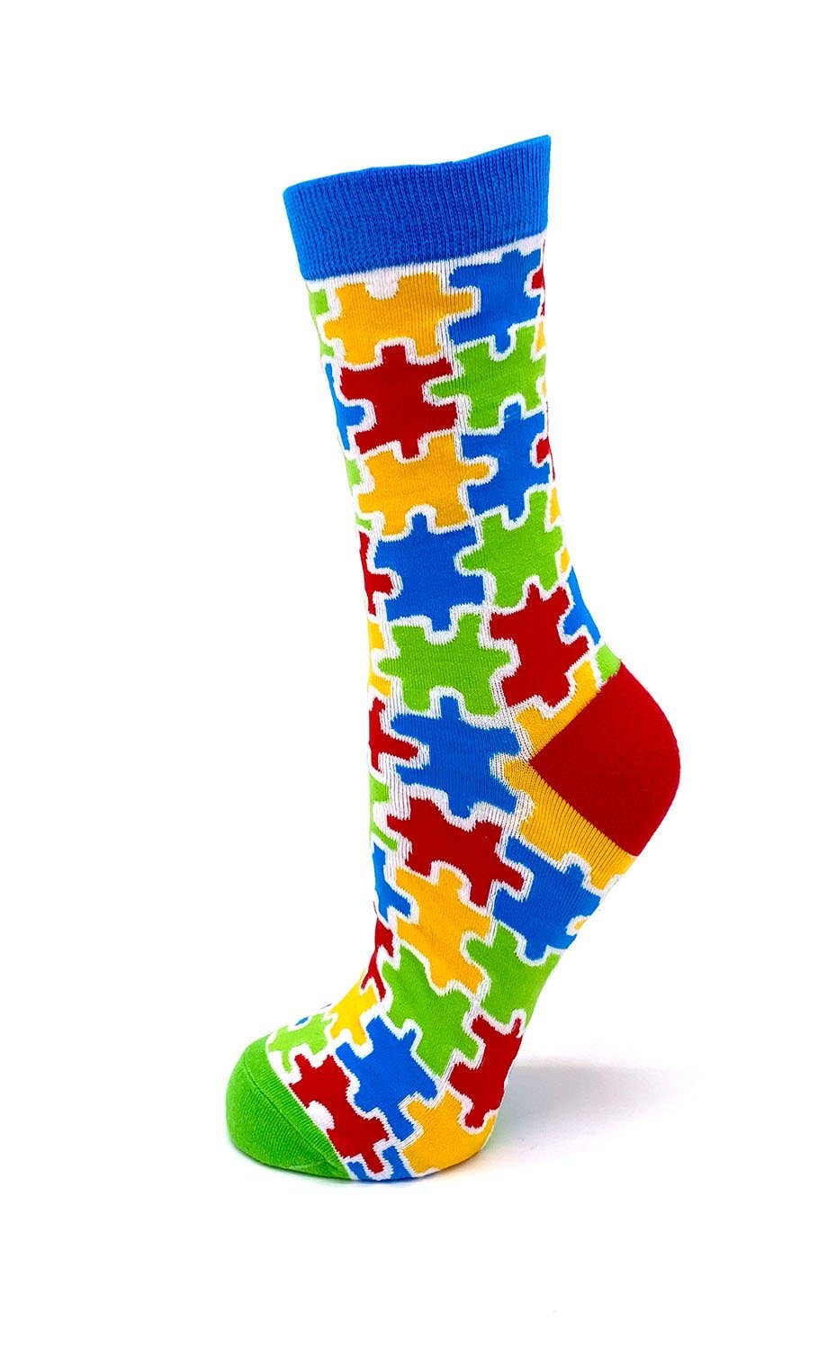 Colorful Autism Awareness Puzzle Pieces Women's Crew Socks