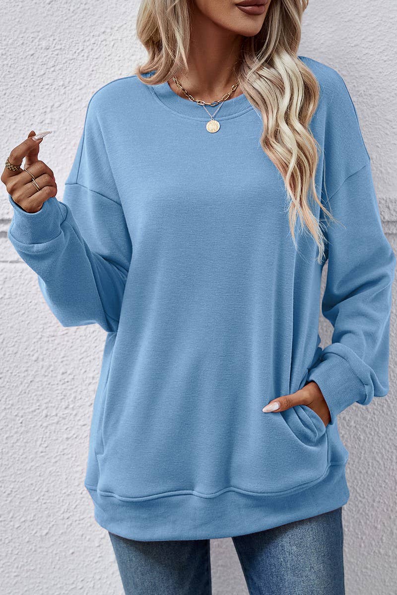 LOOSE ROUND NECK PLUSH SWEATSHIRT_CWTSTL0649