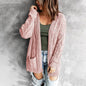 SOLID COLOR TWIST KNIT CARDIGAN COAT