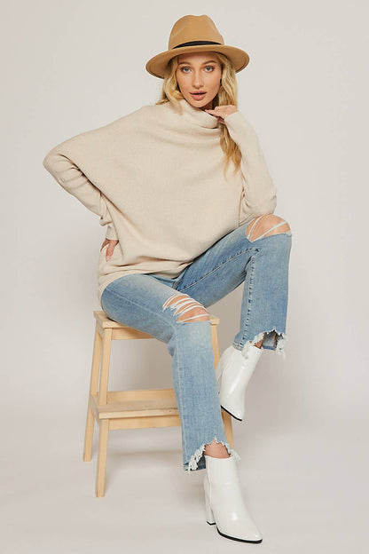 SLOUCH NECK DOLMAN PULLOVER