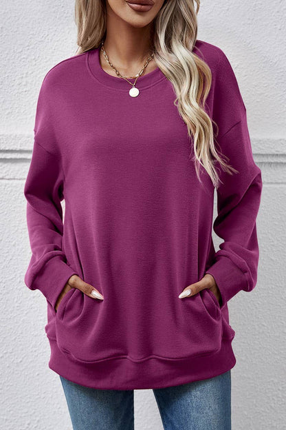 LOOSE ROUND NECK PLUSH SWEATSHIRT_CWTSTL0649