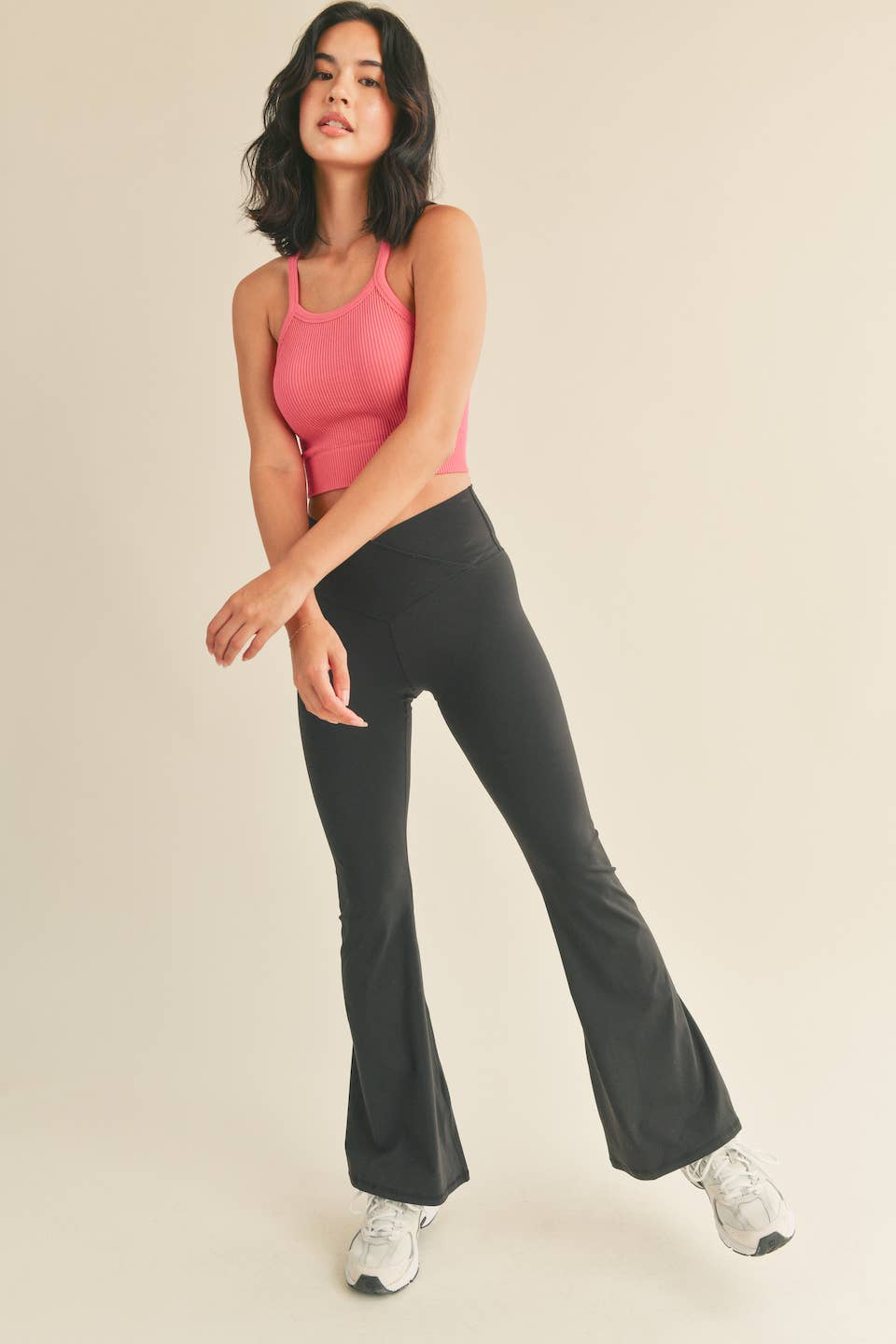 Black High Waist Crossover Flare Legging