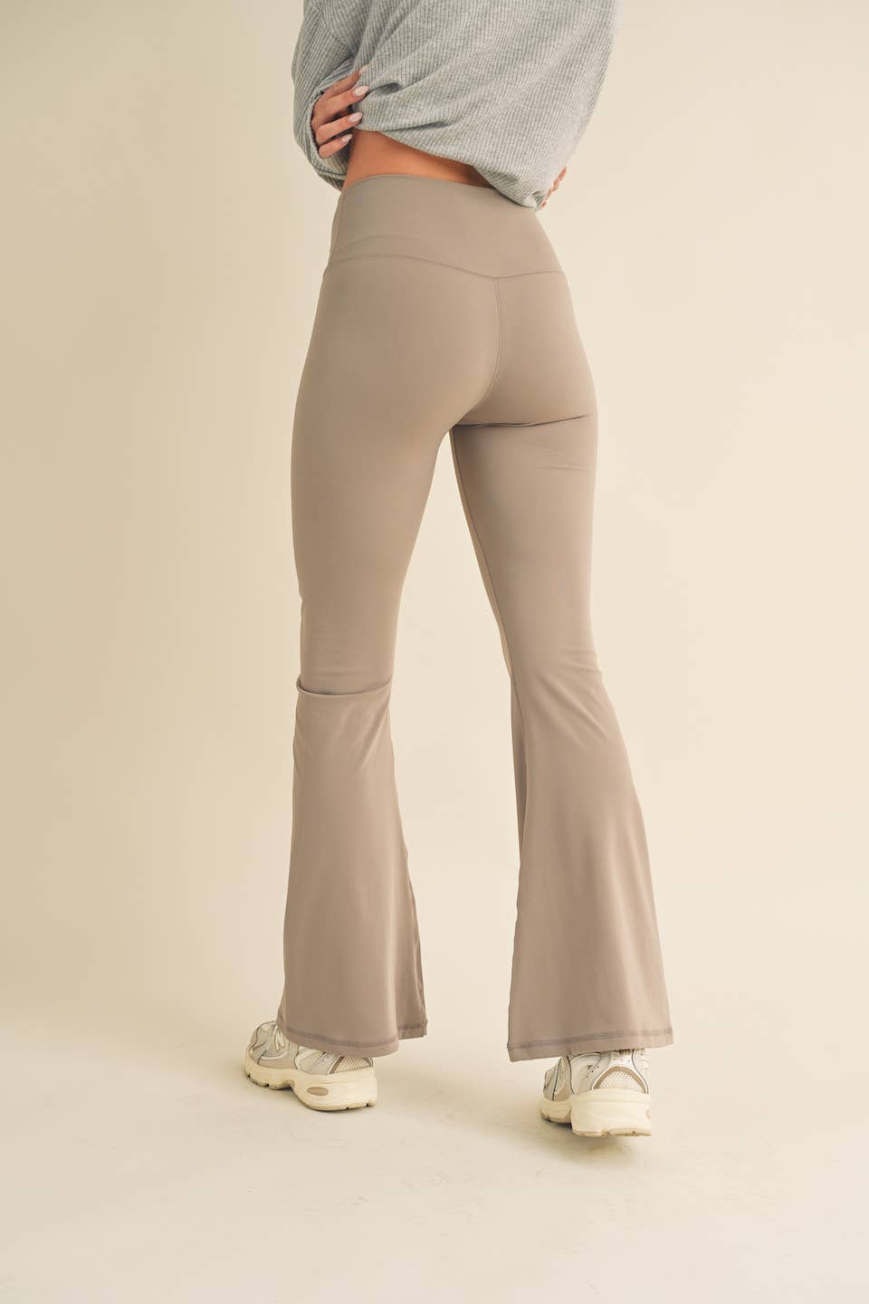 Taupe High Waist Crossover Flare Legging