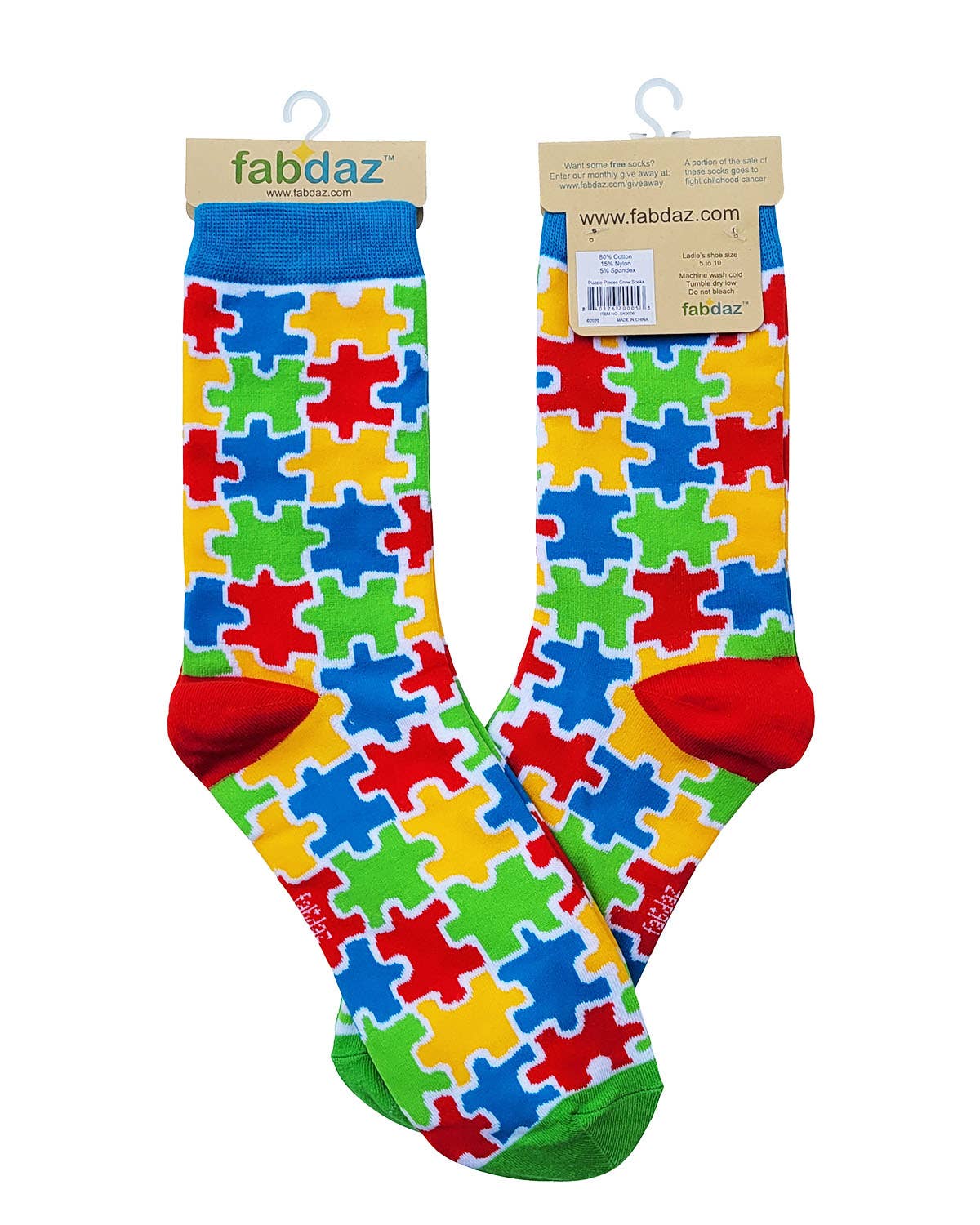 Colorful Autism Awareness Puzzle Pieces Women's Crew Socks