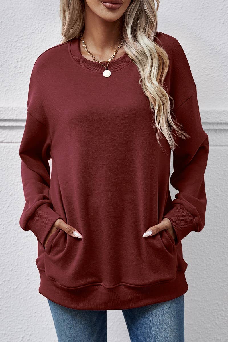 LOOSE ROUND NECK PLUSH SWEATSHIRT_CWTSTL0649