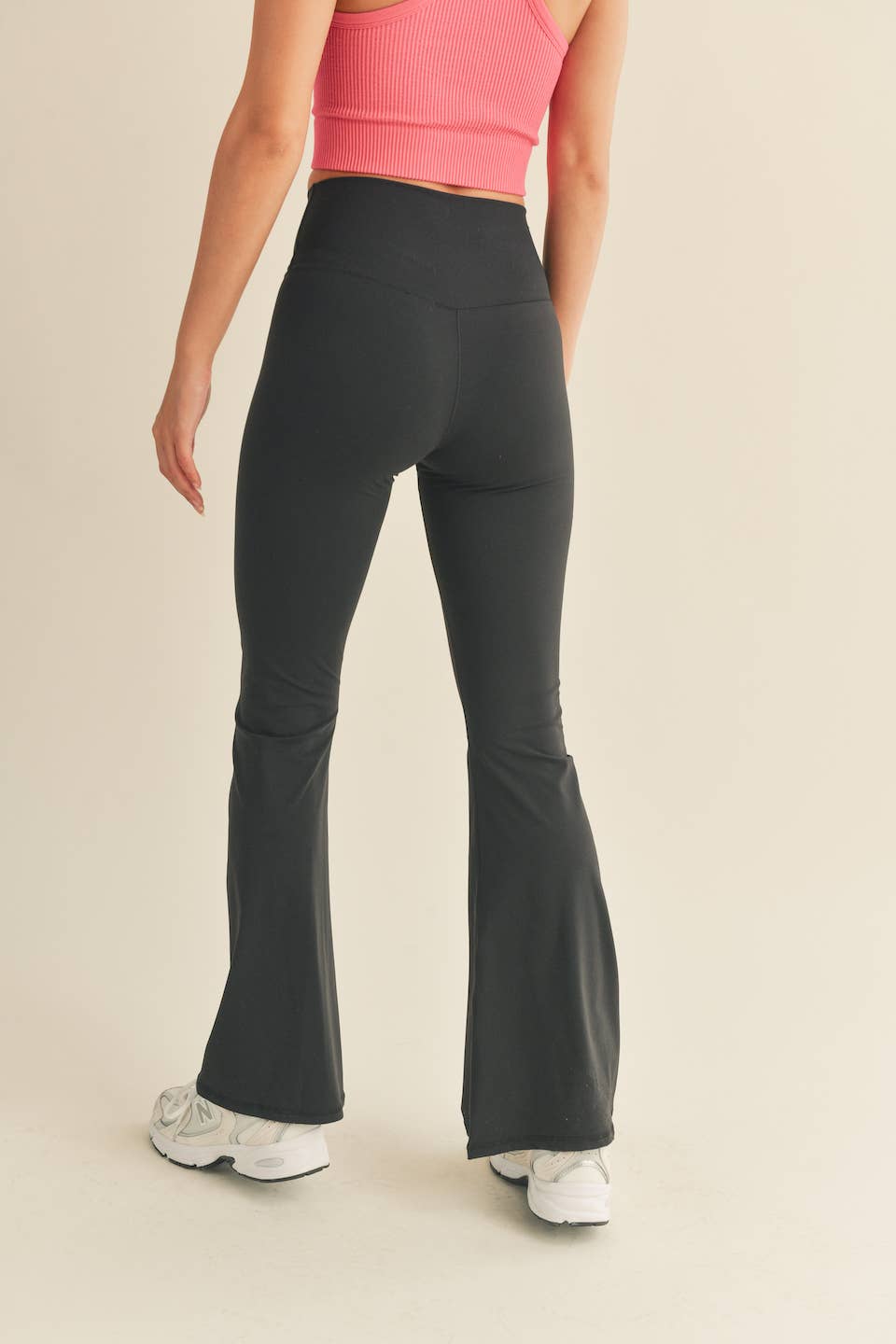 Black High Waist Crossover Flare Legging