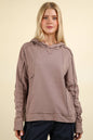 NT11689-Raw Edge Cute Detail Hoodie Knit Top