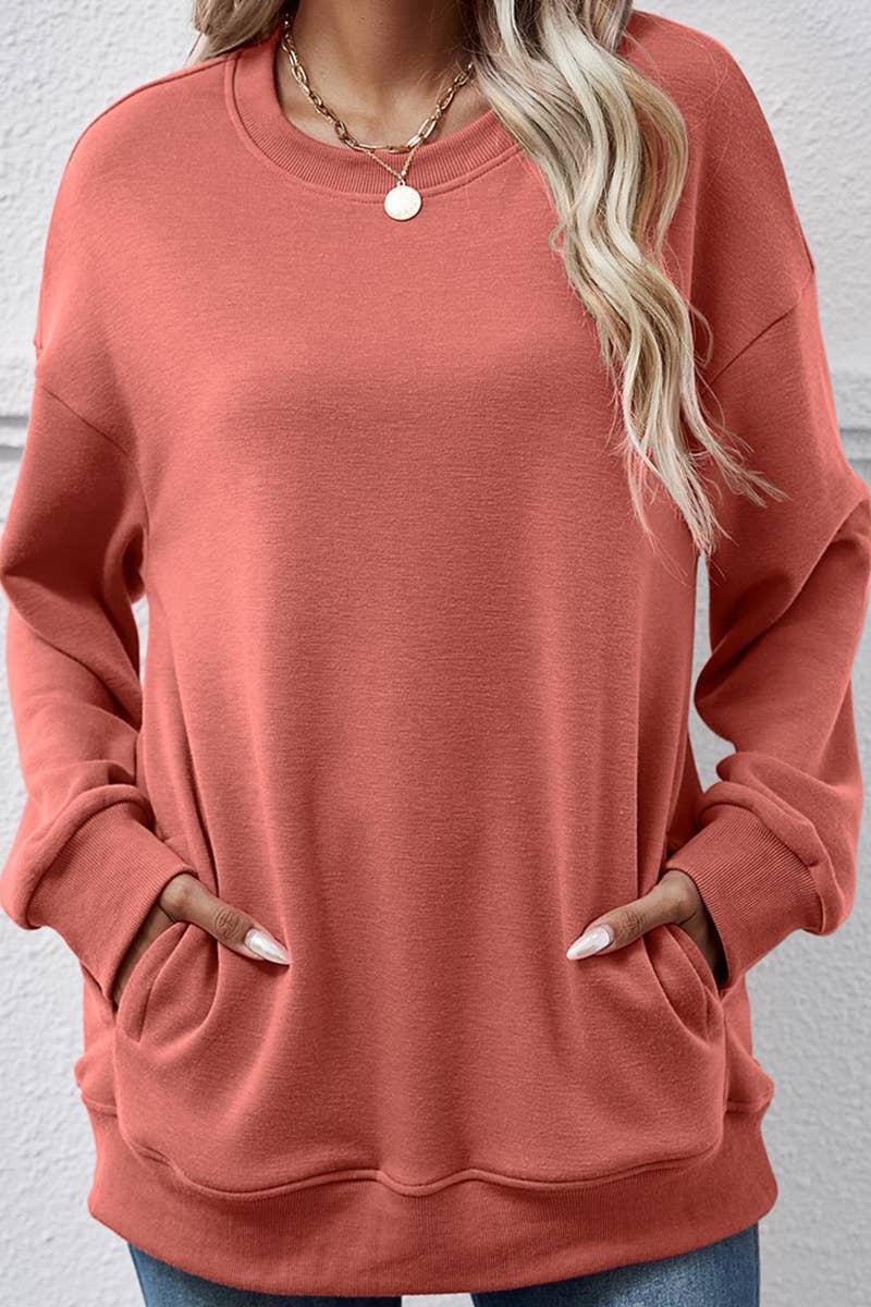 LOOSE ROUND NECK PLUSH SWEATSHIRT_CWTSTL0649