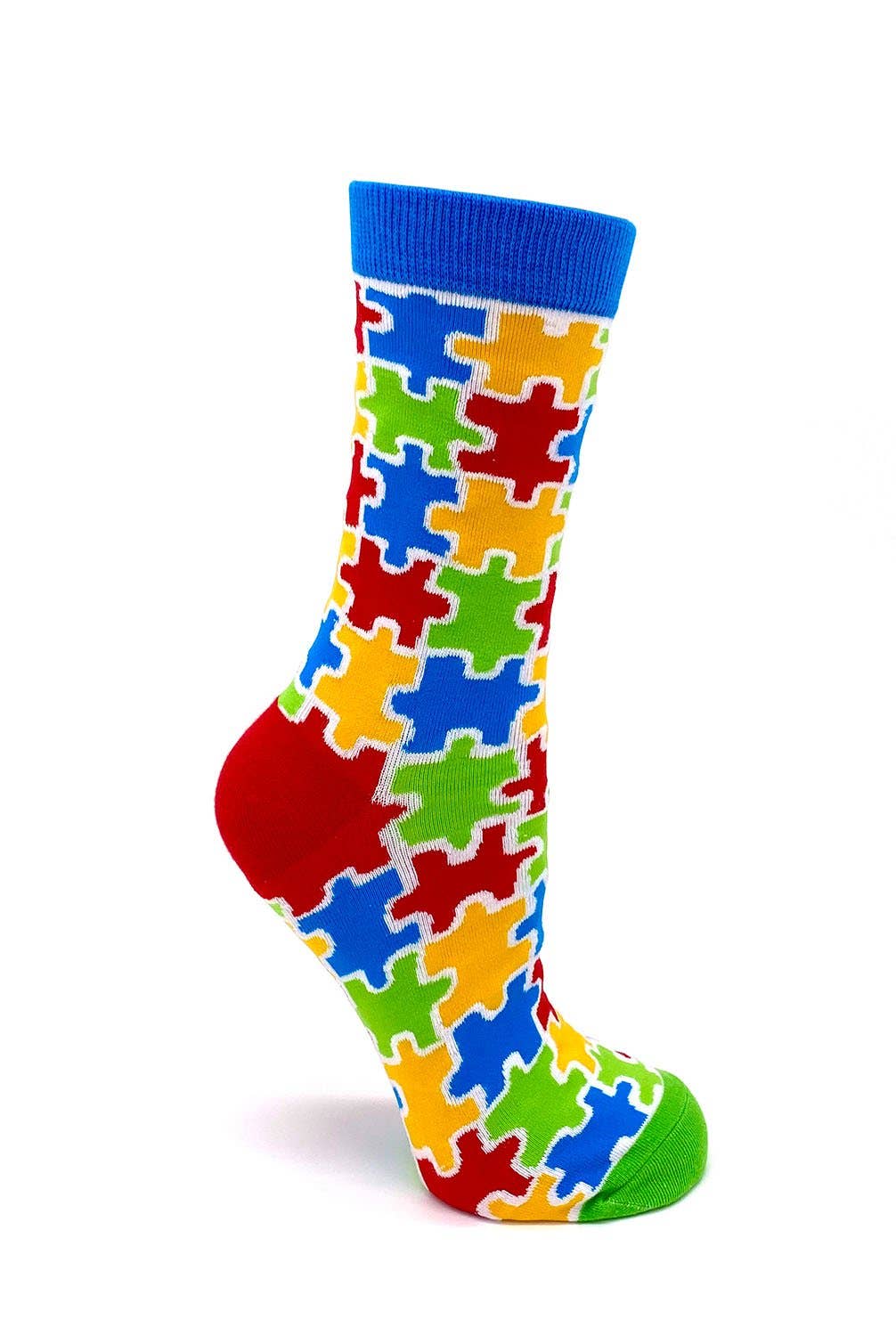 Colorful Autism Awareness Puzzle Pieces Women's Crew Socks