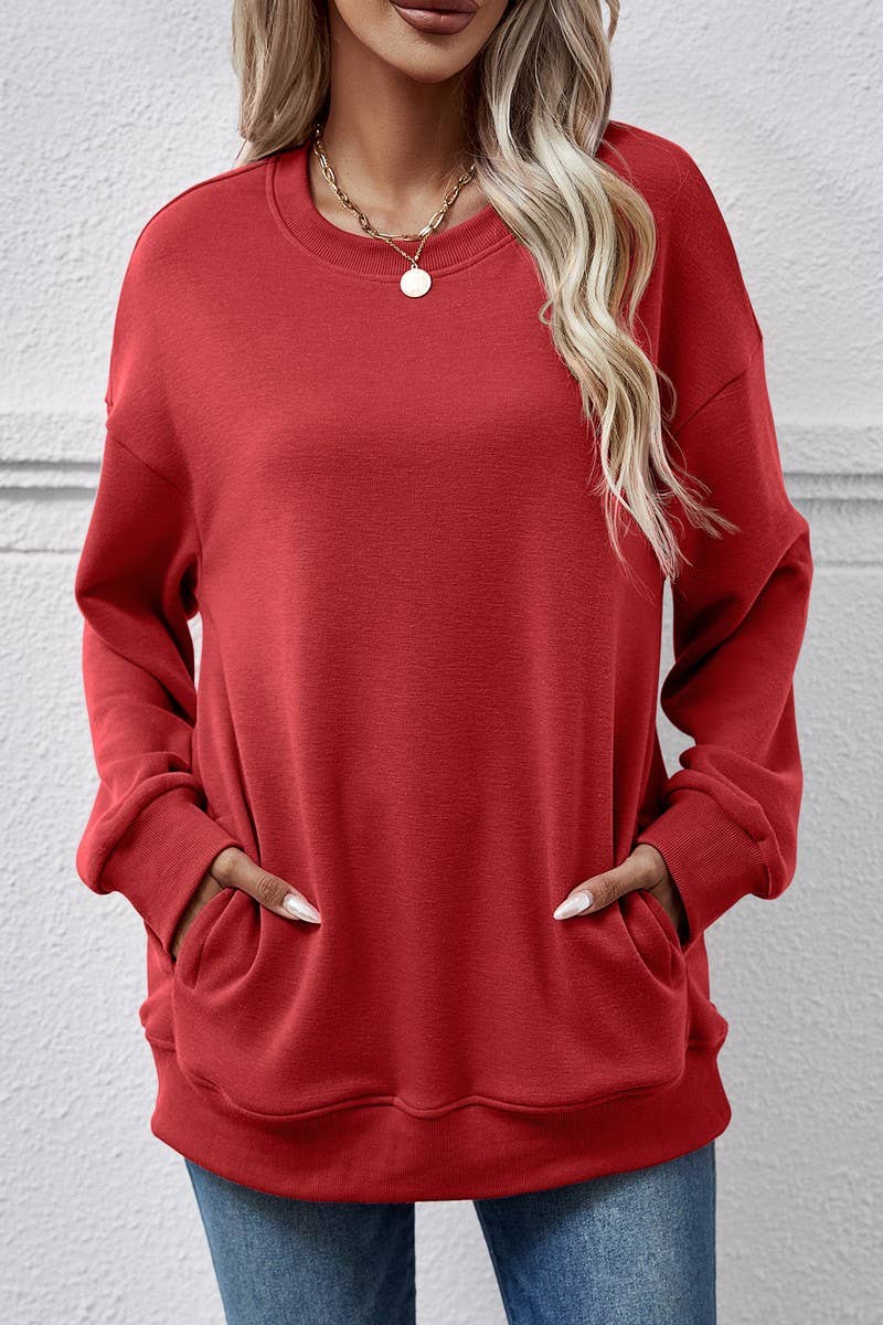 LOOSE ROUND NECK PLUSH SWEATSHIRT_CWTSTL0649