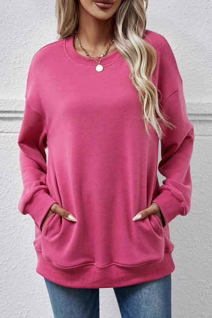 LOOSE ROUND NECK PLUSH SWEATSHIRT_CWTSTL0649